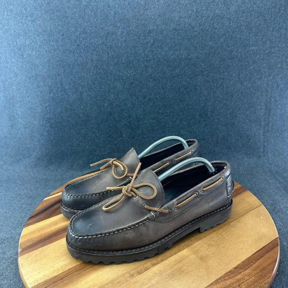 LL BEAN Allagash Handsewn Shoes Slip On Mocs Lugged Lightweight Sole Men's 10D